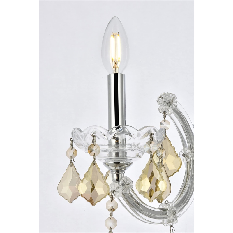 Elegant Lighting Maria Theresa Royal Crystal Golden Teak Wall Sconce