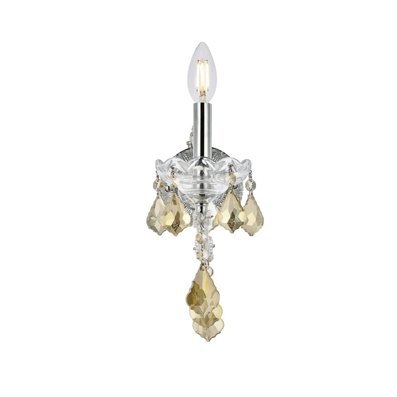 Elegant Lighting Maria Theresa Royal Crystal Golden Teak Wall Sconce