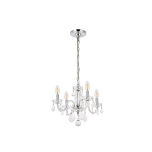 Elegant Lighting Rococo 15&quot 4 Light Royal Crystal Chandelier in Chrome
