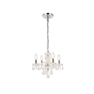 Elegant Lighting Rococo 15&quot 4 Light Royal Crystal Chandelier in White