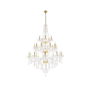 Elegant Lighting Verona 43&quot 25 Light Royal Crystal Chandelier in Gold