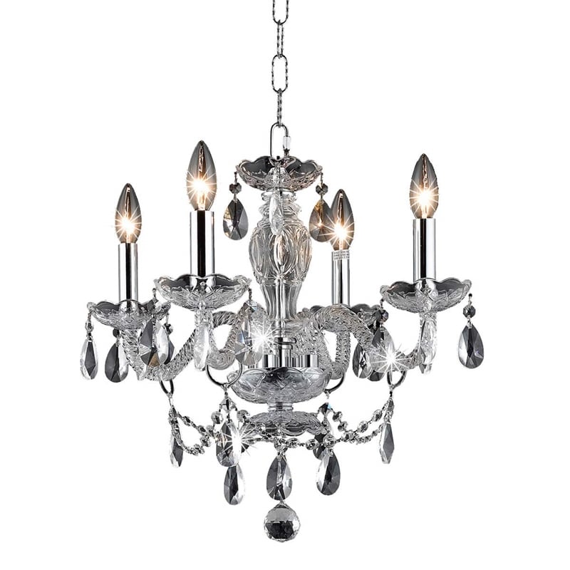 Elegant Lighting Princeton 4 Light Royal Crystal Chandelier in Chrome
