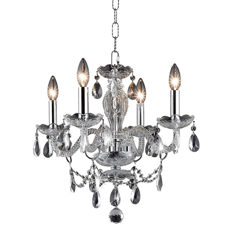 Elegant Lighting Princeton 4 Light Royal Crystal Chandelier in Chrome
