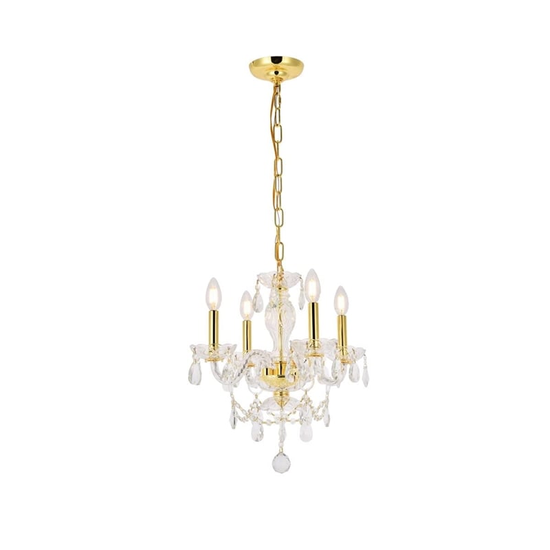 Elegant Lighting Princeton 4 Light Royal Crystal Chandelier in Gold