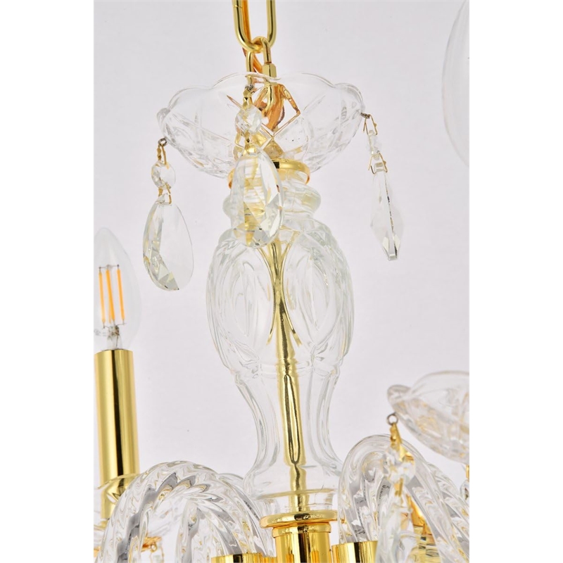 Elegant Lighting Princeton 4 Light Royal Crystal Chandelier in Gold
