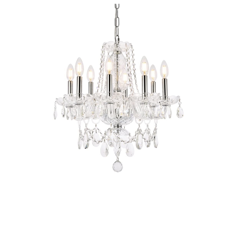Elegant Lighting Princeton 8 Light Royal Crystal Chandelier in Chrome