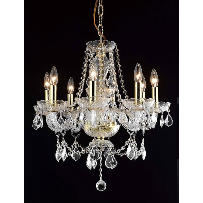 Elegant Lighting Princeton 8 Light Royal Crystal Chandelier in Gold