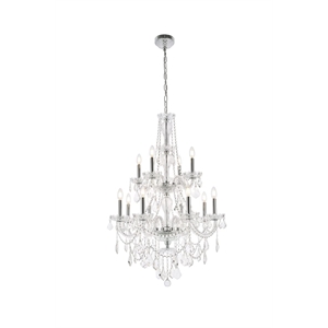 Elegant Lighting Giselle 28&quot 12 Light Royal Crystal Chandelier in Chrome