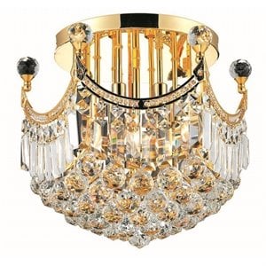 corona royal crystal flush mount in gold (a)