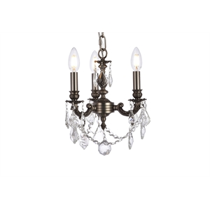 Elegant Lighting Lillie 10&quot 3 Light Royal Crystal Chandelier