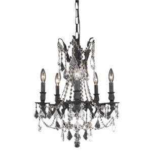 Elegant Lighting Rosalia 18&quot 5 Light Royal Crystal Chandelier
