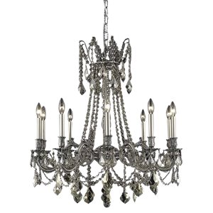 rosalia royal crystal chandelier in pewter and teak (a)