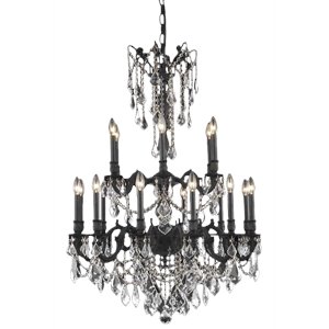 Elegant Lighting Rosalia 32&quot 18 Light Royal Crystal Chandelier Dark Bronze/Clear