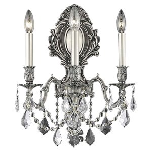 Elegant Lighting Monarch 14&quot 3 Light Royal Crystal Wall Sconce