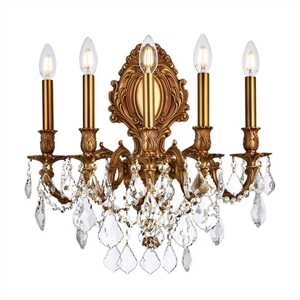 Elegant Lighting Monarch 21&quot 5 Light Royal Crystal Wall Sconce