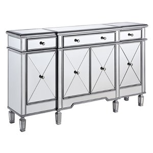 Elegant Lighting Contempo 60&quot 4-Door Wood Mirrored Sideboard in Silver