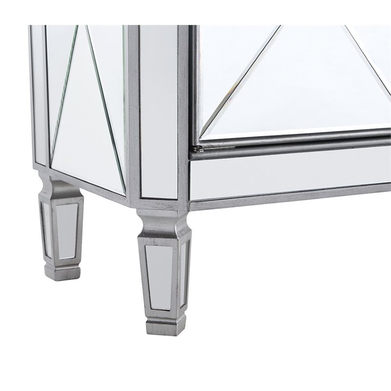 Elegant Lighting Danville 2 Door Mirrored Chest in Silver