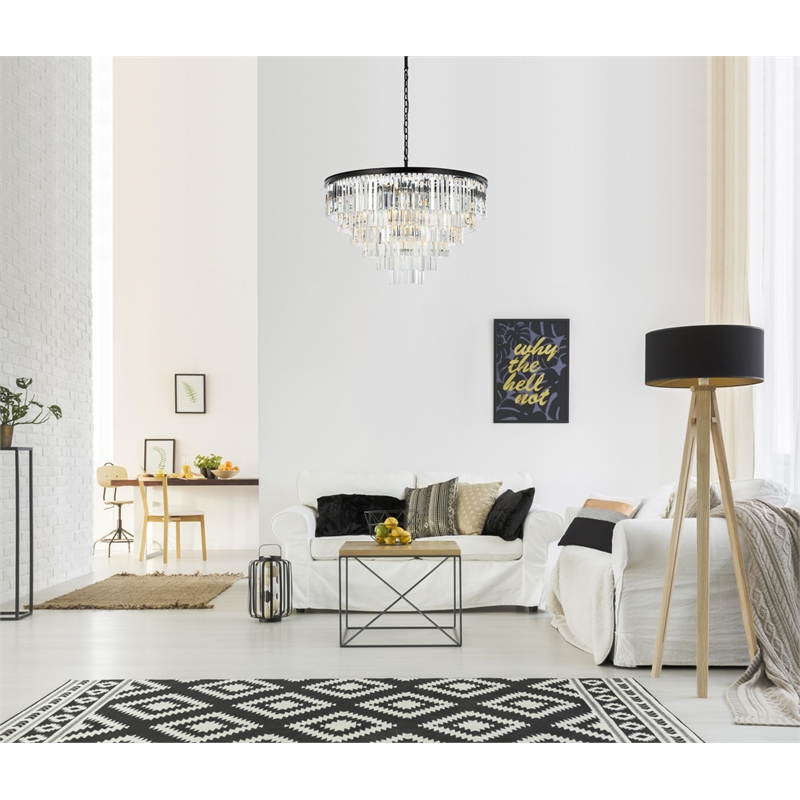 Elegant Lighting Sydney 10-Light Royal Crystal Chandelier in Matte Black