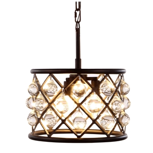 Elegant Lighting Madison 12&quot 3 Light Royal Crystal Pendant Lamp