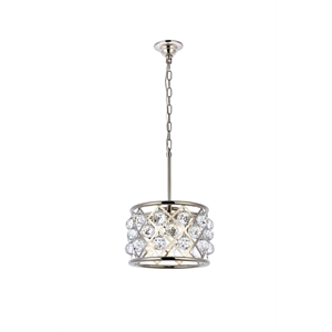 Elegant Lighting Madison 12&quot 3 Light Royal Crystal Pendant Lamp