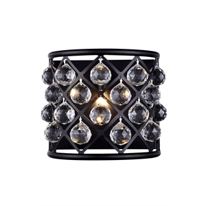 Elegant Lighting Madison 12&quot Royal Crystal Wall Sconce in Mocha Brown