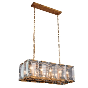 Elegant Lighting Monaco 13&quot 10 Light Crystal Pendant Lamp in Golden Iron/Clear