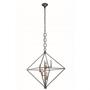 Elegant Lighting Nora 30&quot 5 Light Pendant Lamp in Aged Iron
