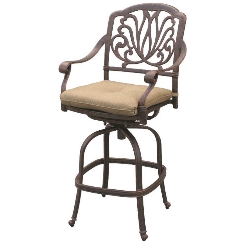 Darlee Elisabeth Swivel Patio Bar Stool In Antique Bronze Set Of