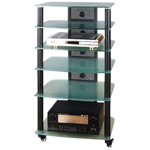 vti ngr series audio rack-black frame and clear glass