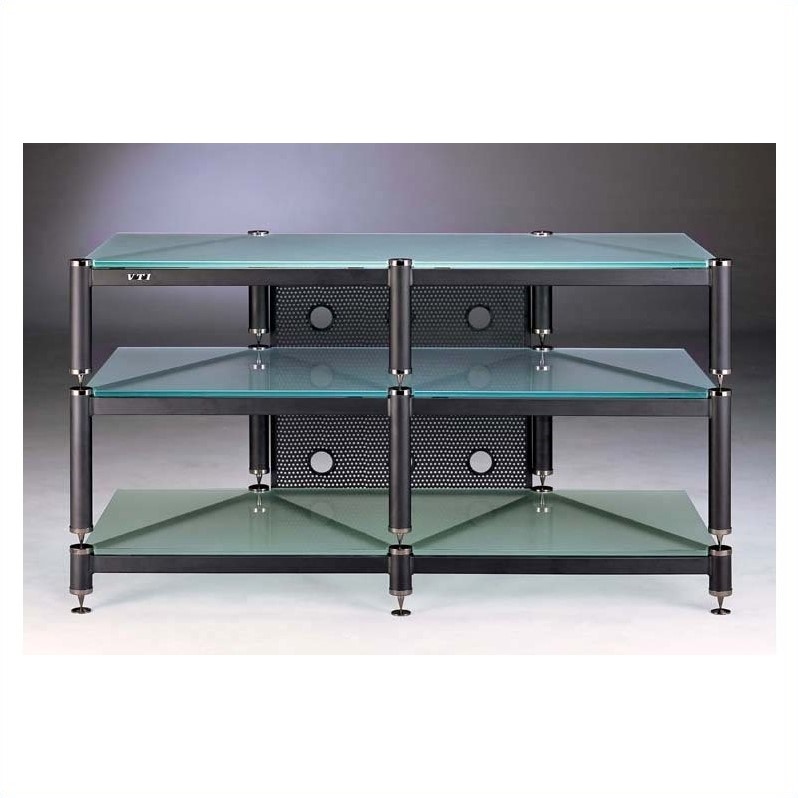 Entertainment Center Tv Stands Glass Stand Furniture Metal Open Shelf In Black Ebay