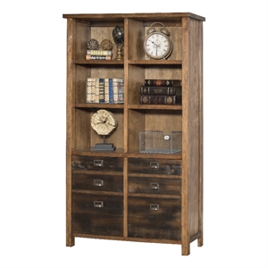 Heritage Wood Bookcase With Doors Office Shelving Storage Cabinet Brown