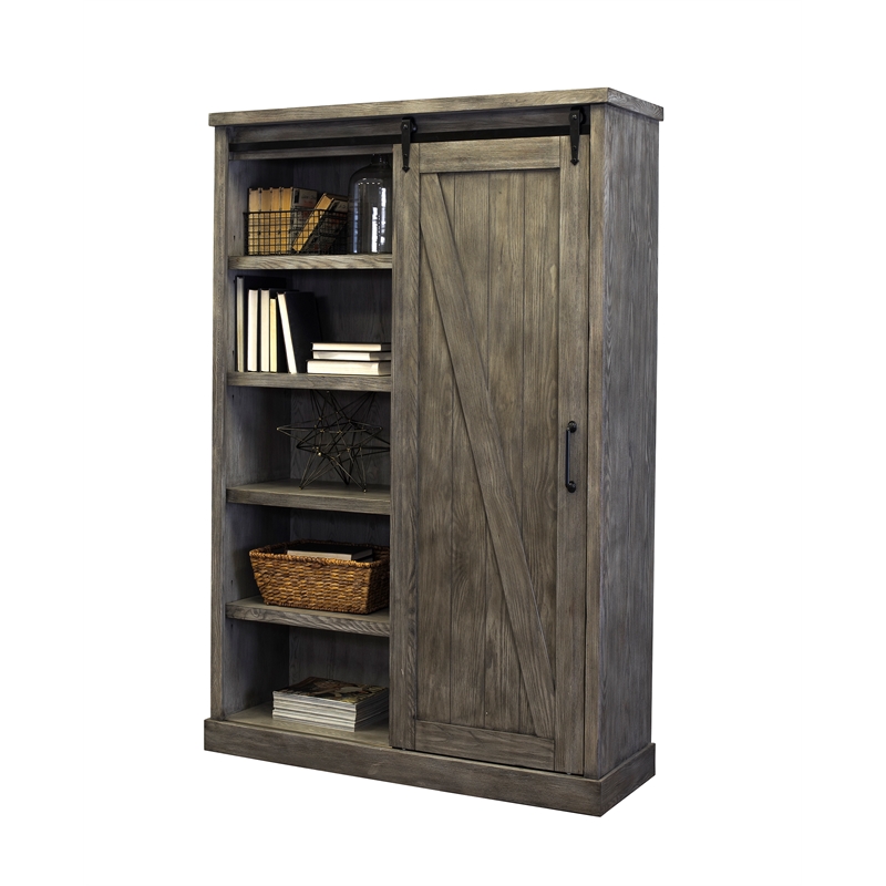 Martin Furniture Avondale 5 Shelf Bookcase in Gray and Weathered Oak