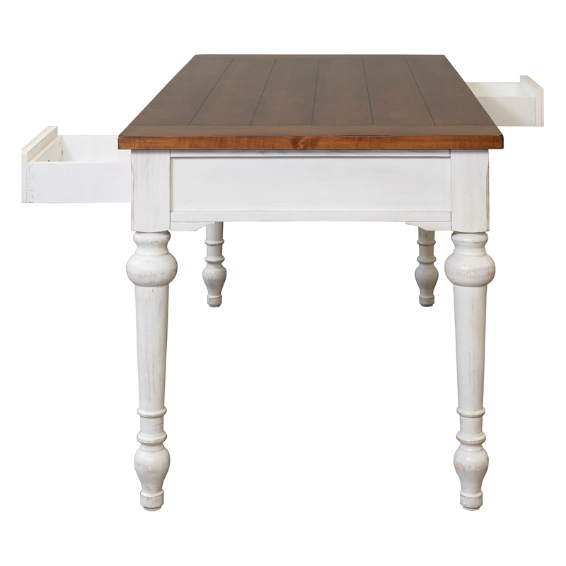 Martin Furniture Durham Rustic Wood Writing Table Office Desk in White