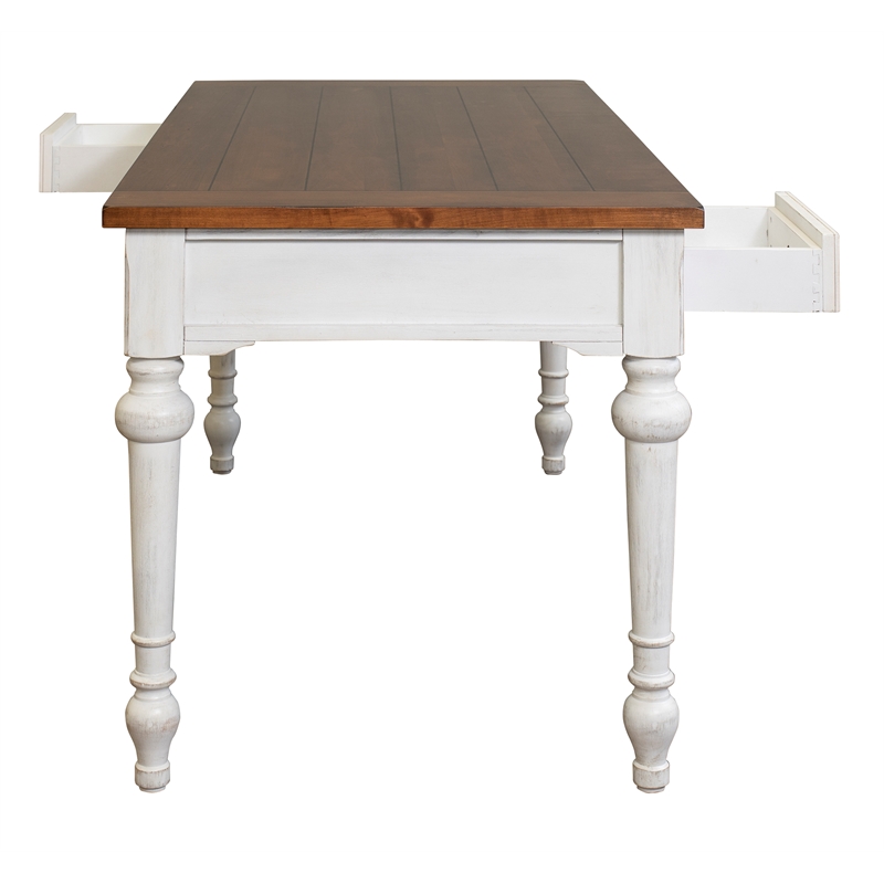 Martin Furniture Durham Rustic Wood Writing Table Office Desk in White