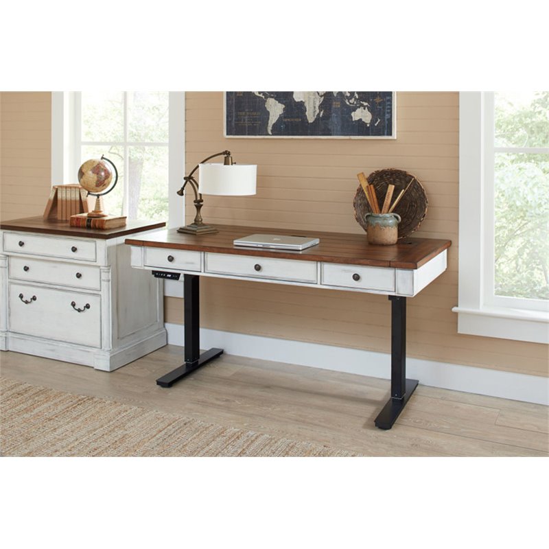 Martin Furniture Durham 3 Drawer Standing Desk In Weathered White