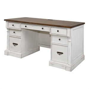 Martin Furniture Durham Rustic Wood Credenza Office Desk Writing Table White