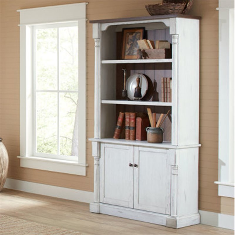 Martin Furniture Durham 3 Shelf Bookcase in Weathered White