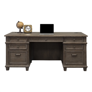 Martin Furniture Carson Double Pedestal Executive Writing Table Office Desk Gray