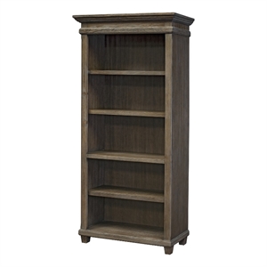 Martin Furniture Carson 5 Shelf Wood Open Bookcase Storage Cabinet Gray