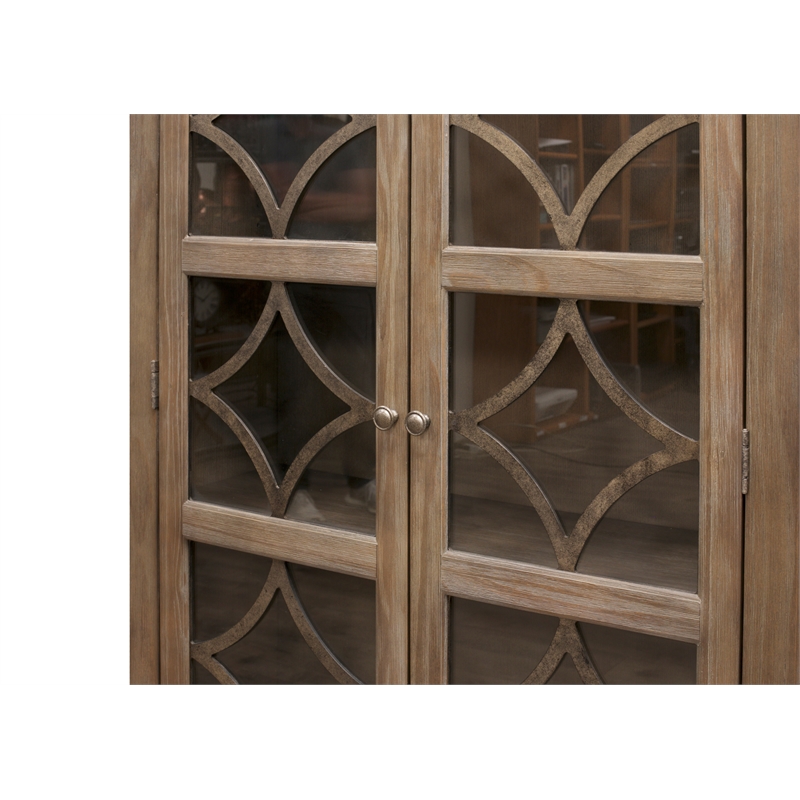 Martin Furniture Carson Glass Display Cabinet Door Wood Bookcase Storage Gray