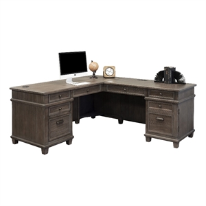 Martin Furniture Carson Wood L-Desk & Return Writing Table Office Desk Gray