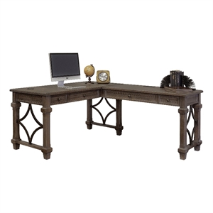 Martin Furniture Carson Wood Open L-Desk & Return Writing Table Office Desk Gray