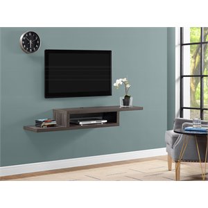 asymmetrical wall mounted wood tv console entertainment center 60-inch gray