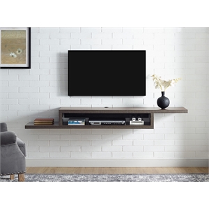 asymmetrical wall mounted wood tv console entertainment center 72-inch gray