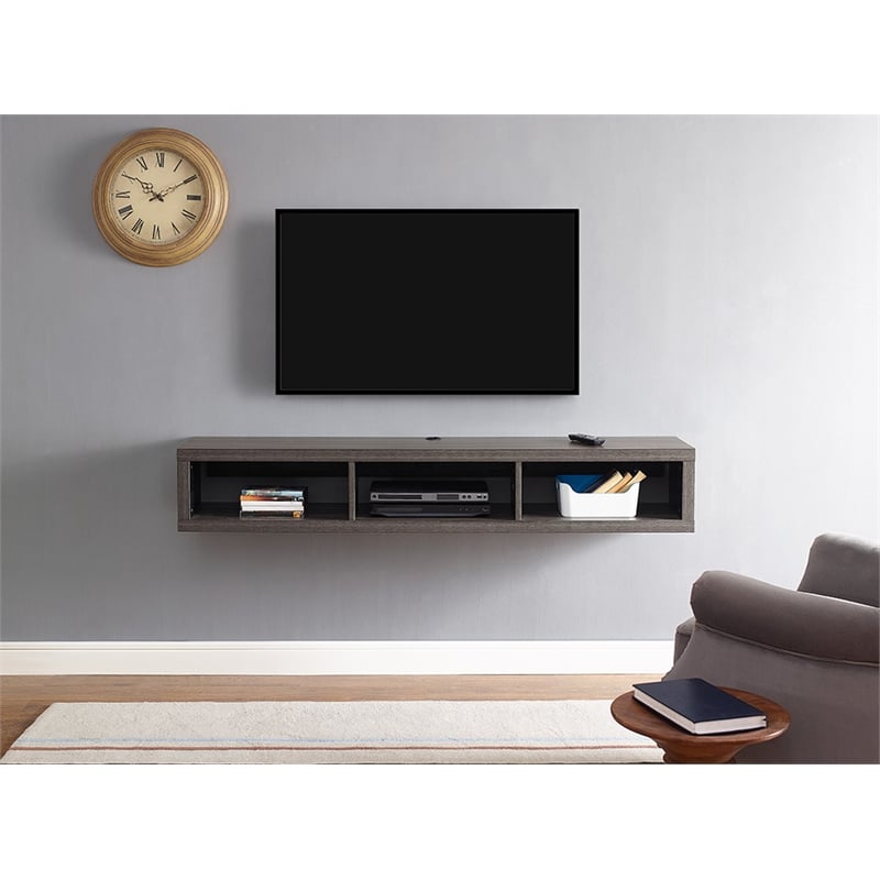 Ønske Forhøre Pounding Wall Mounted Wood TV Console Entertainment Center Wall Decor 60-inch Gray