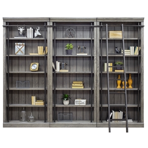 Martin Furniture Avondale 5-Adjustable Shelf 3 PC Tall Wood Bookcase - Wall Gray