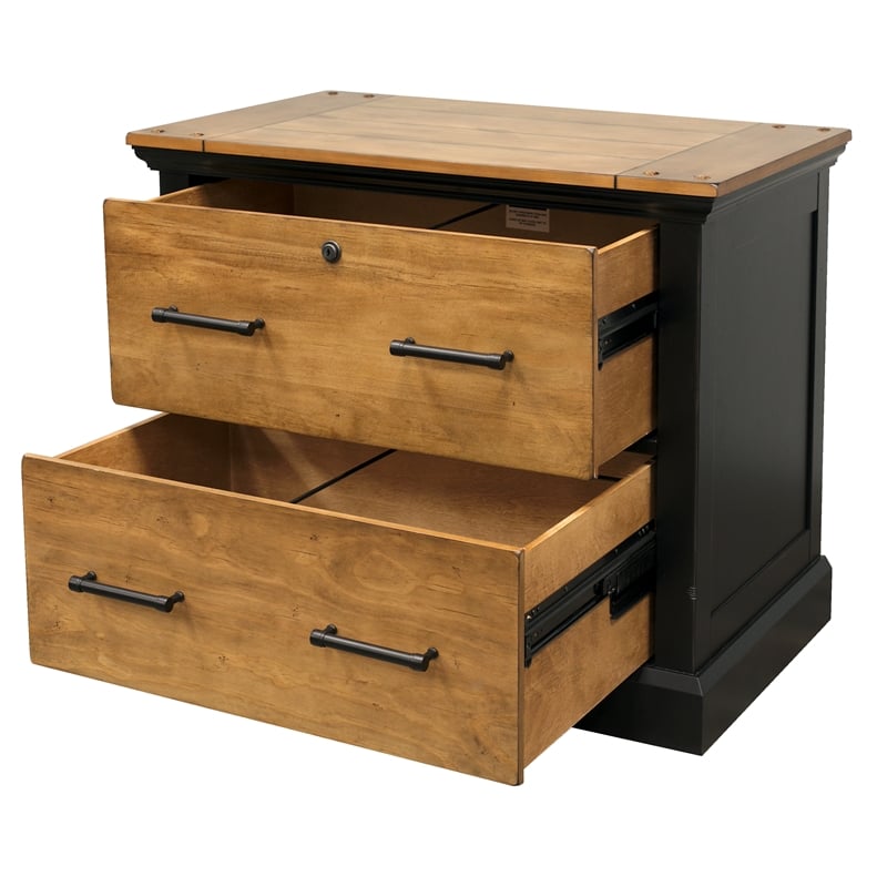 Toulouse Wood Lateral File With Legal/Letter File Drawer Office Storage Black