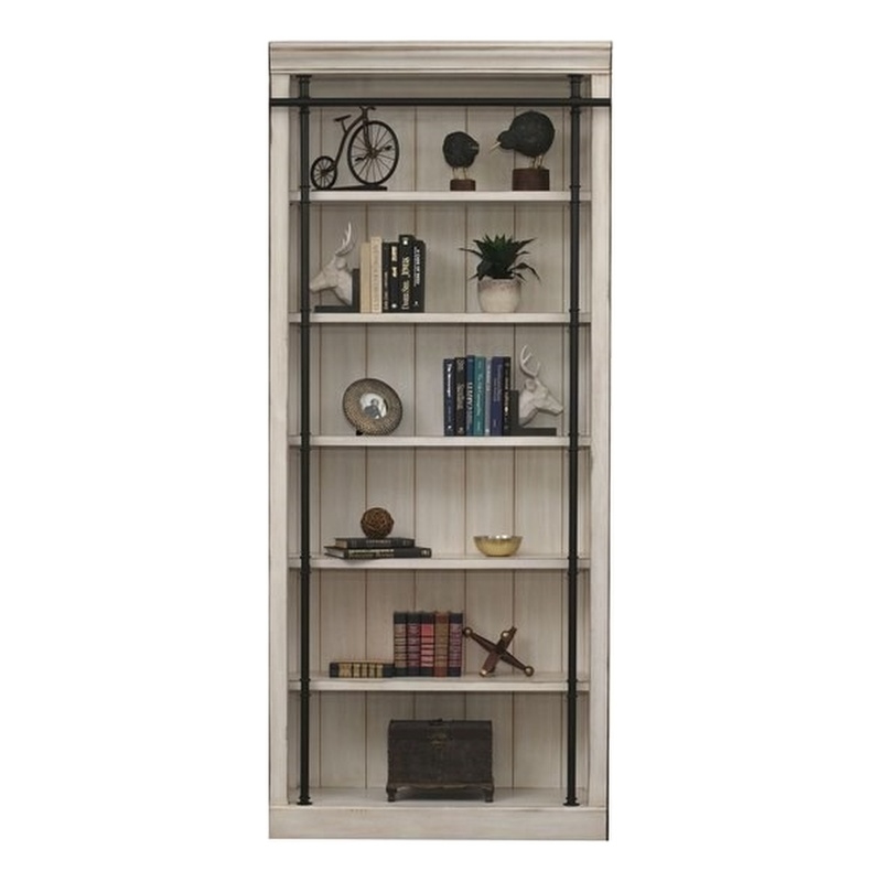 Martin Furniture Avondale Tall Wood Bookcase in Weathered White Cymax Business