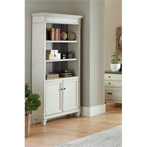 martin furniture wood bookcase with lower doors in white
