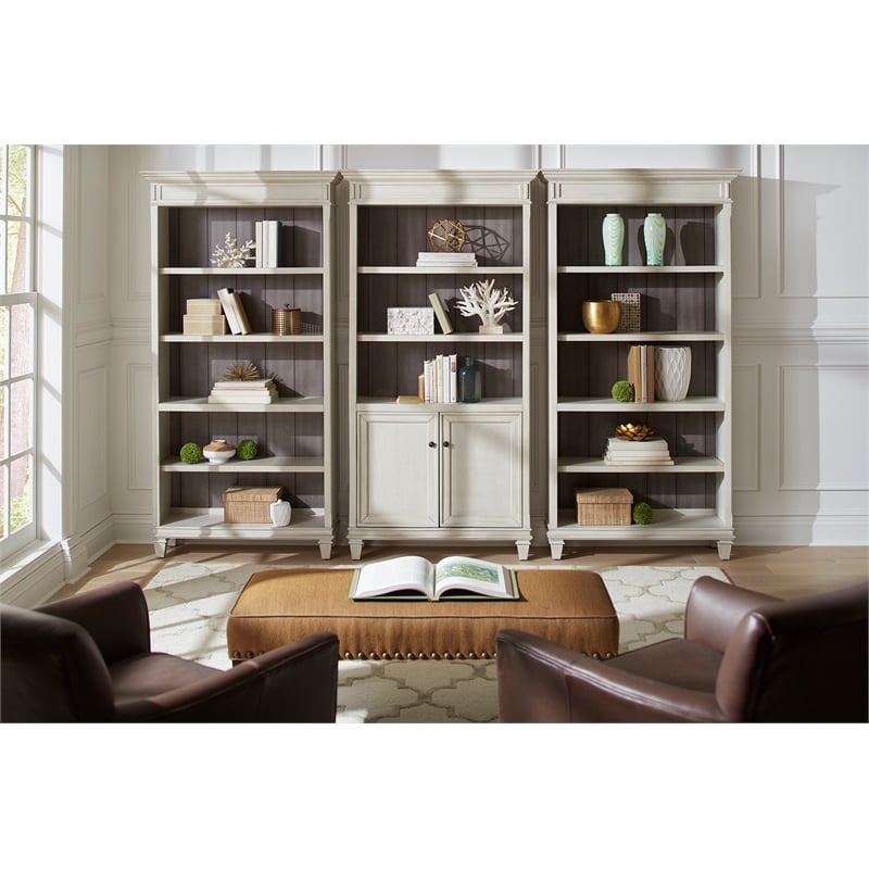 Hartford Open Wood Bookcase Storage Cabinet Office Shelves White